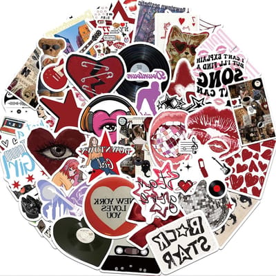 100 Stuks Aesthetic Multicolour PVC Stickers voor Meisjes, Perfect voor Laptops, Skateboards en Waterflessen, Creatieve Decoratie en Persoonlijke Stijl