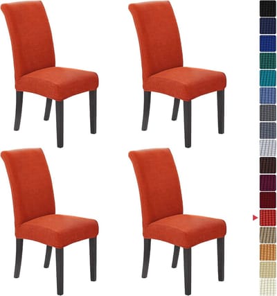 Stretch stoelhoezen voor eetkamer - set van 4, wasbaar en afneembaar, bescherm je stoelen met stijl