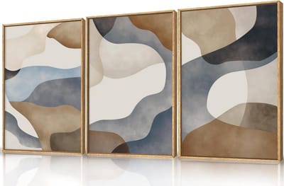 Abstracte Muurkunst Set - Moderne Illustratie - Woonkamer Decoratie - Suède Canvas Prints - 16x24 Inch Drie Delen - Neutrale Aardetinten