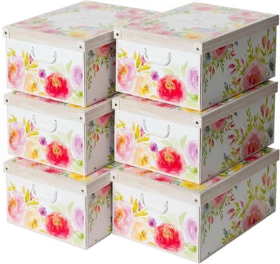 Opbergdozen Set - Opbergbakken Deksel - Seizoenswissel Organiseren - Stevig Karton Ontwerp - 6 Stuks 50 Liter - Meerkleurig