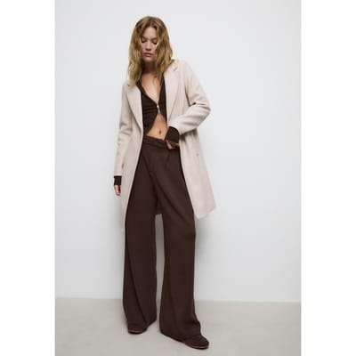 Stradivarius Midi jas met knoop  Ecru XS