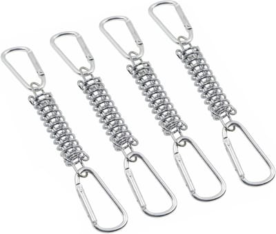 Verstelbare Spiraalveren voor Tent en Luifel - Inclusief 4 Coils en 8 Karabiners voor Camping en Outdoor Activiteiten, Ideaal voor Zeilen en Tarps