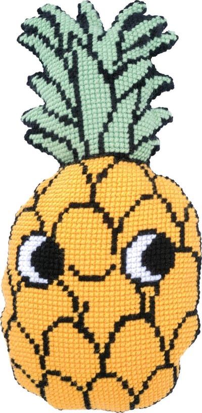Vervaco - Kruissteekvormkussen kit met rug - Eva Mouton - Ananas - PN-0202631 - Borduren - Borduurpakket - Borduurpakket volwassenen - Borduurpakket kind