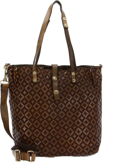 CAMPOMAGGI Leren Schoudertas Shopper Shopping Bag Verde Militare Olijfgroen