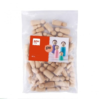 APLI Kids houten poppen knutselset - 48 stuks - creatieve figuren.