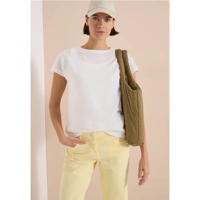 Shirt met boothals in ajour-look