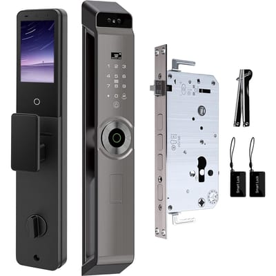 Slimme Deurslot met Camera 3D Gezichtsherkenning Vingerafdruk Handaderen 7 Ontgrendelingsmethoden 1080P HD Video Intercom IP65