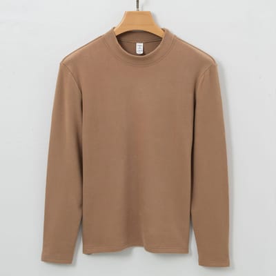 T-shirt voor heren, fluweel halfhoge hals lange mouwen, thermisch ondergoed voor heren dragen XXXXL brown