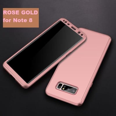 360-graden Frosting Beschermhoesje Set voor Galaxy Note 8 _ Roze Goud