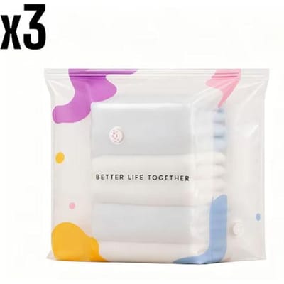 Sac de compression sous vide sans pompe nécessaire Grands sacs de rangement étanches Durables Grande capacité Sac de rangement 3D vertical pour vêtements Linge de lit 3pcs