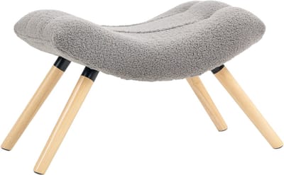 4goodz Voetensteun met fleece bekleding en houten poten - Lichtgrijs