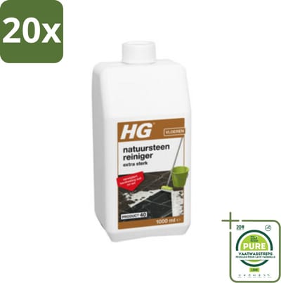 20 x HG Natuursteenkrachtreiniger Extra Sterk 1 liter - Grootverpakking - Natuursteenreiniger - Marmerreiniger - Travertinreiniger - Granito Reiniger - Vloerreiniger