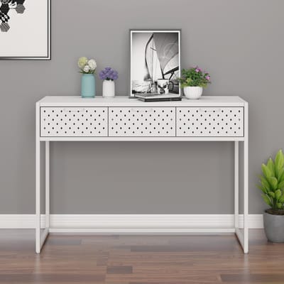 vidaXL - Wandtafel - 106x35x75 - cm - staal - wit