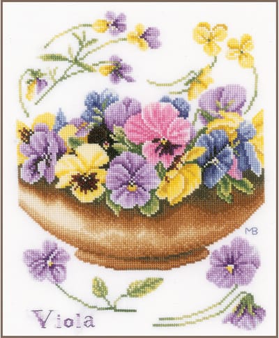 Lanarte Borduurpakket - Borduurset - Borduurpakket volwassenen - Telpakket kit - 24 x 30cm - Viooltjes - Marjolein Bastin - PN-0168600