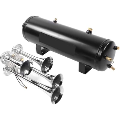 200PSI 4-Trompet Luchttoeter Kit Universeel voor Boot Jacht Auto Pick-up Roestvrij Staal Luid Systeem black