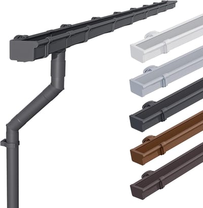 Dakgootset voor tuinhuis - 68mm Bakgoot 5m Antraciet PVC voor Lessenaarsdak