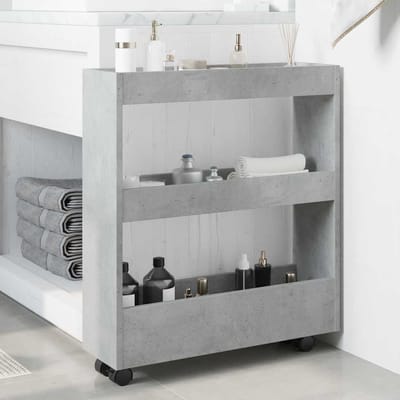 vidaXL - Opbergtrolley - smal - 3-laags - bewerkt - hout - betongrijs