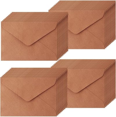 Ribbel Enveloppen - 40 Stuks Klassieke Flap Enveloppen Zonder Raam voor Feestdagen, Bruiloften en Verjaardagen (Bruin)