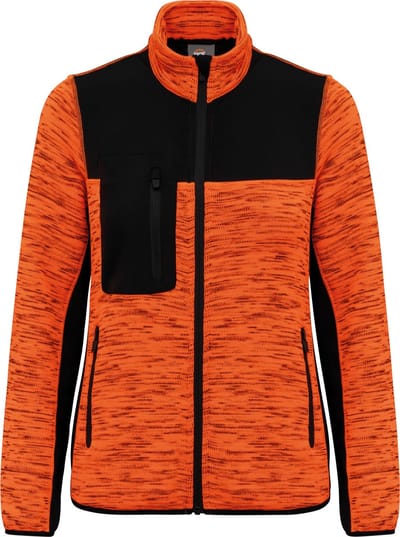 WK. Designed To Work Gerecycled damesjasje in polytricot WK9109 - Fluorescent Orange Melange / Black - 3XL
