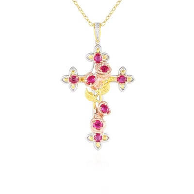 Cavill - Zilveren Damesketting 925 Sterling met 1,8 ct Birmese Robijn Ovaal - Verstelbaar 50 cm - Elegante Gouden Verguld
