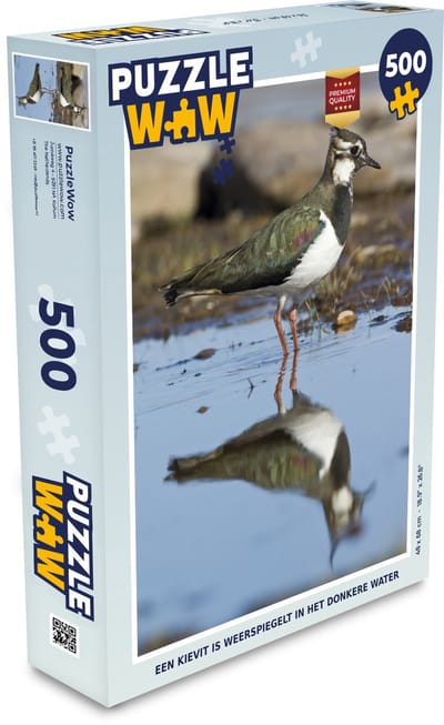 Puzzel Een kievit is weerspiegelt in het donkere water - Legpuzzel - Puzzel 500 stukjes
