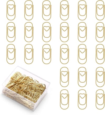 Metalen paperclips in hartvorm - 130 stuks - Gouden bladwijzers voor boek, papier, notities, kaarten, posters