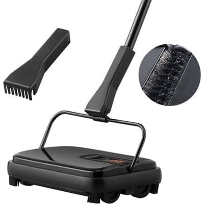 VEVOR Tapijtveger, Handmatige Vloerreiniger, 200 mm voor het Reinigen van Tapijten en Harde Vloeren, Huisdierhaarverwijderaar, Borstelkam voor het Verwijderen van Vuil/Haar zonder Elektriciteit