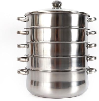 Stoompan RVS - Kookpan Multifunctioneel - Gezond Koken - 5 Lagen Systeem - 26 cm - Zilverkleurig