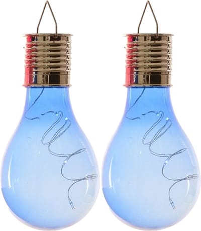 Lumineo Lampbolletje - 8x stuks - LED - blauw - solar verlichting - 14 cm - tuinverlichting