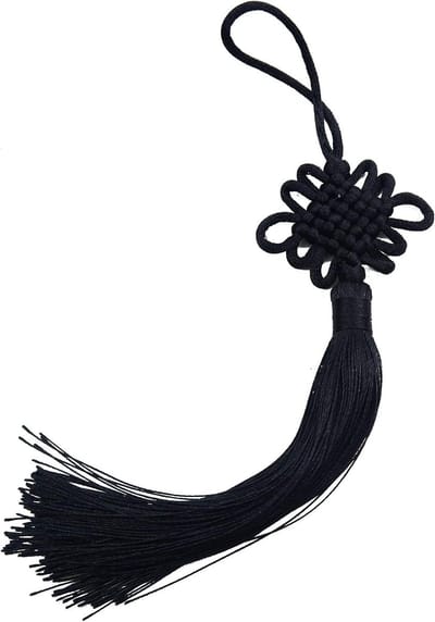 10 Stuks 8.5 Inch Handgemaakte Zijde Floss Chinese Kwasten met Satijnen Knopen voor Deur en Auto Decoratie, DIY Ambachten (Zwart)