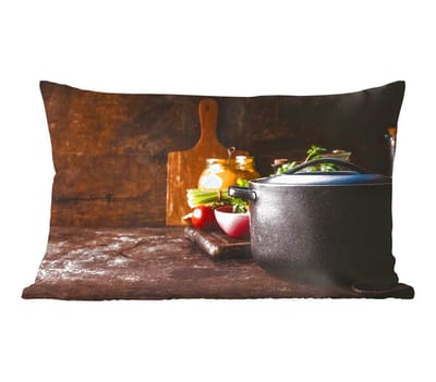 Sierkussens - Kussentjes Woonkamer - 60x40 cm - Rustiek - Stilleven - Pan - Groente