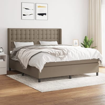 vidaXL - Boxspring - met - matras - stof - taupe - 160x200 - cm