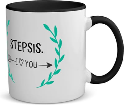 Akyol - stepsis i love you koffiemok - theemok - zwart - Zus - de liefste stiefzus - verjaardag - cadeautje voor zus - zus artikelen - kado - geschenk - 350 ML inhoud