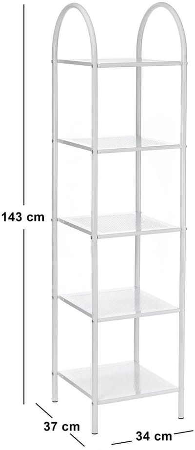 Badkamerrek MADURAI met 5 planken, wit gelakt
