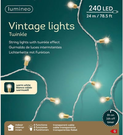 Lumineo - LED stringlight l2390c transparant/warm wit