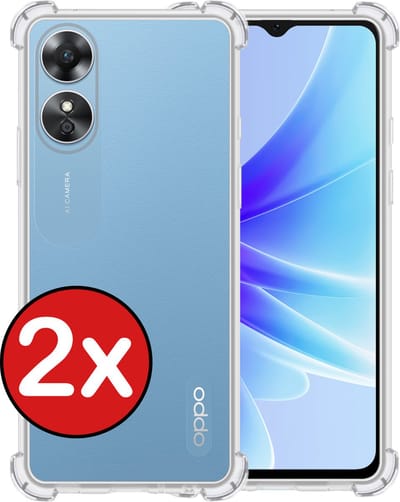 Hoesje - 2 Stuks - Geschikt voor OPPO A17 - Sterk & Shockproof - Back Cover - Siliconen Case - Telefoon Hoes Shock Proof - Telefoonhoes - Transparant