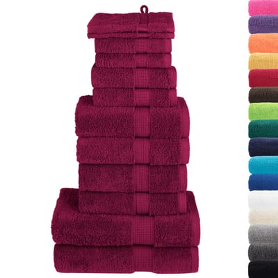 vidaXL - 12-delige - Handdoekenset - SOLUND - 600 - g/m² - bordeauxrood