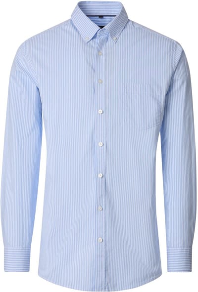 CASA MODA Sport casual fit overhemd - Oxford - lichtblauw gestreept - Strijkvriendelijk - Boordmaat: 39 - 40