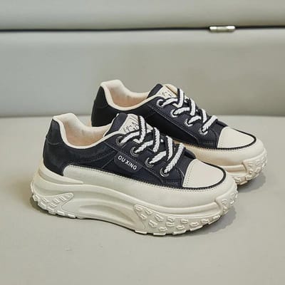 Nieuw Model Schoenen voor Dames Dikke Zool Voegt Hoogte Toe Gevulkaniseerde Casual Schoenen Antislip en Slijtvast Casual Sportschoenen 40 black