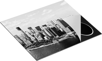 Chefcare Inductie Beschermer New York Als een Eiland vanuit de Lucht - Zwart Wit - 60x50 cm - Afdekplaat Inductie - Kookplaat Beschermer - Inductie Mat