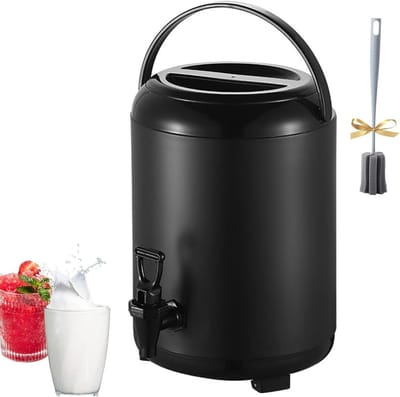 Warmwaterdispenser Met Kraan - Thermoskan Waterkoker - Warme Dranken Serveren - Roestvrij Staal Binnenlaag - 12L - Zwart