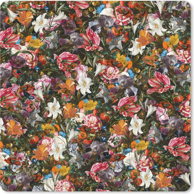 Muismat 20x20 cm - Mousepad Bloemen - Vlinder - Design - Kunst - Abstract - Schilderij - Oude meesters - Muismatten