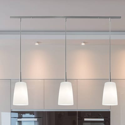 Casablanca hanglamp Mesa, wit, glas, 3-lamps, 100 cm, E27