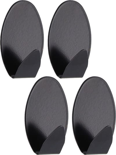 Tendance Plakhaakjes - 3 x 2,5 x 5 cm - zwart - Zelfklevende ophang haakjes - 4x stuks - RVS - keuken/badkamer haken