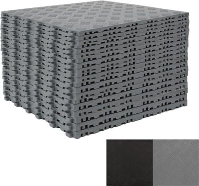 Garagevloertegels - In elkaar grijpende tegels - Vloerbescherming - Antislip patroon - 40x40cm dik - Grijs