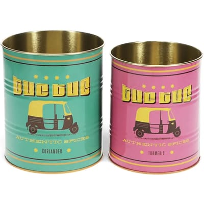 Rex London Retro Storage Tins - Bewaarblikken Medium - Tuktuk - Groen/Roze