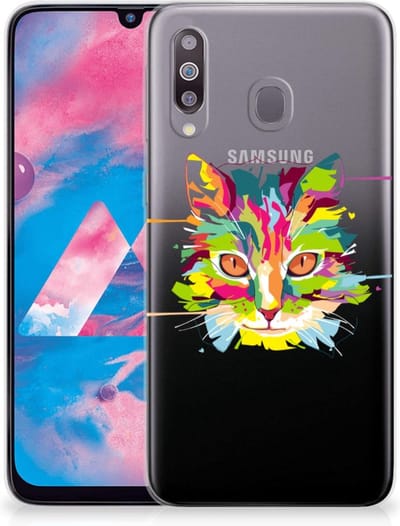 Samsung Galaxy M30 Telefoonhoesje met Naam Cat Color