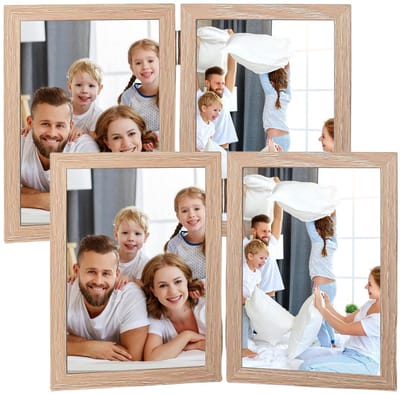Dailygoods- Fotolijst Dubbel 13x18 cm - Opvouwbaar - Houten Fotolijst - Fotocollage - Inclusief Glas - Ruimte voor 2 Foto's - Collagefotolijst