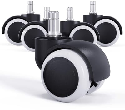 5 Draaistoelwielen voor Harde Vloeren - 11 mm/50 mm - Set van 5 - Stille en Duurzame Wieltjes voor Bureaustoelen