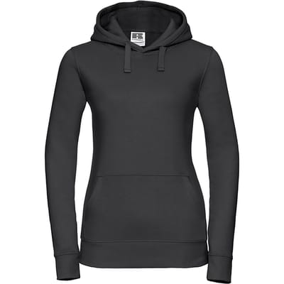 Russell Dames Premium Authentieke Hoodie (3-Lagen Stof) (Zwart)